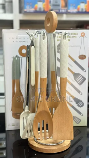 7pcs Bamboo Kitchenware Set With Stand