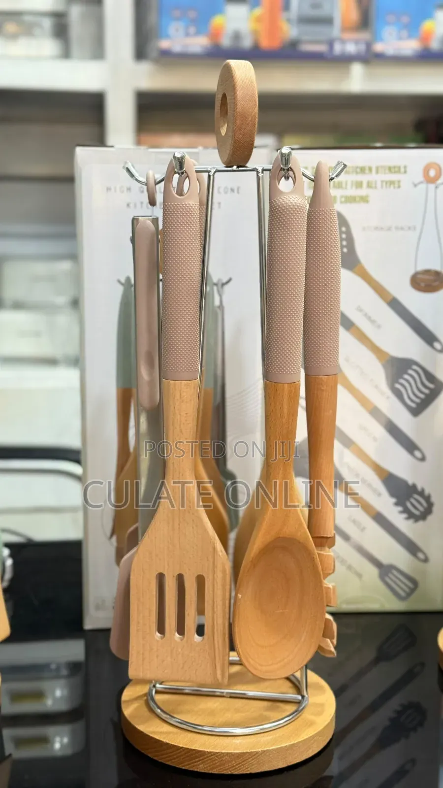 7pcs Bamboo Kitchenware Set With Stand