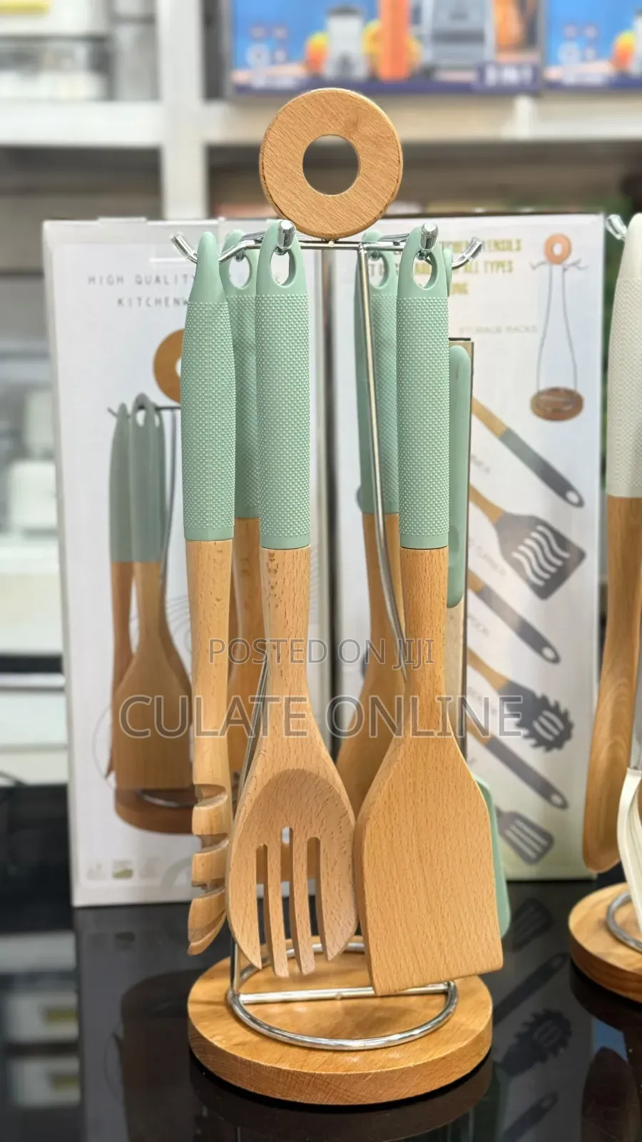 7pcs Bamboo Kitchenware Set With Stand