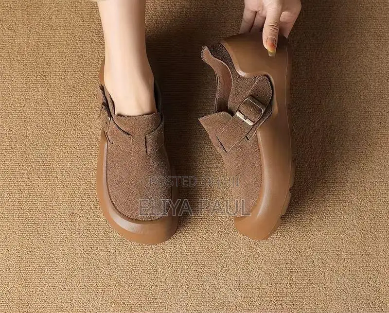 Black and Brown Suede Clogs