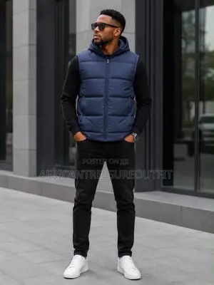 Nike Men Puffer Vest Featuring Contrasting White Logo |Nike