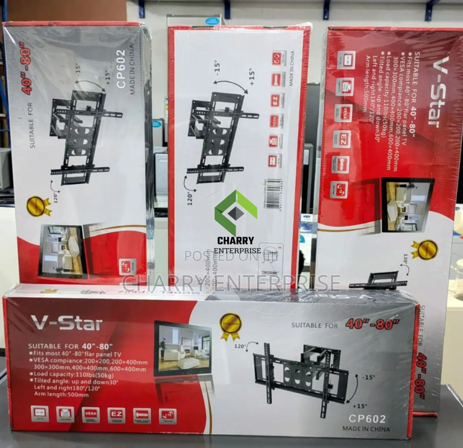 V Star Full Motion TV Wall Mount Bracket Suitable for 40inch to 80inch