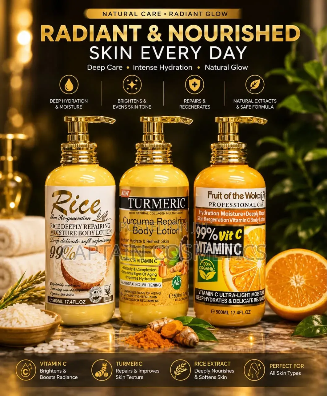  “Glow Ya Kiasili Kila Siku — Rice, Turmeric Vitamin C Body Lotion!