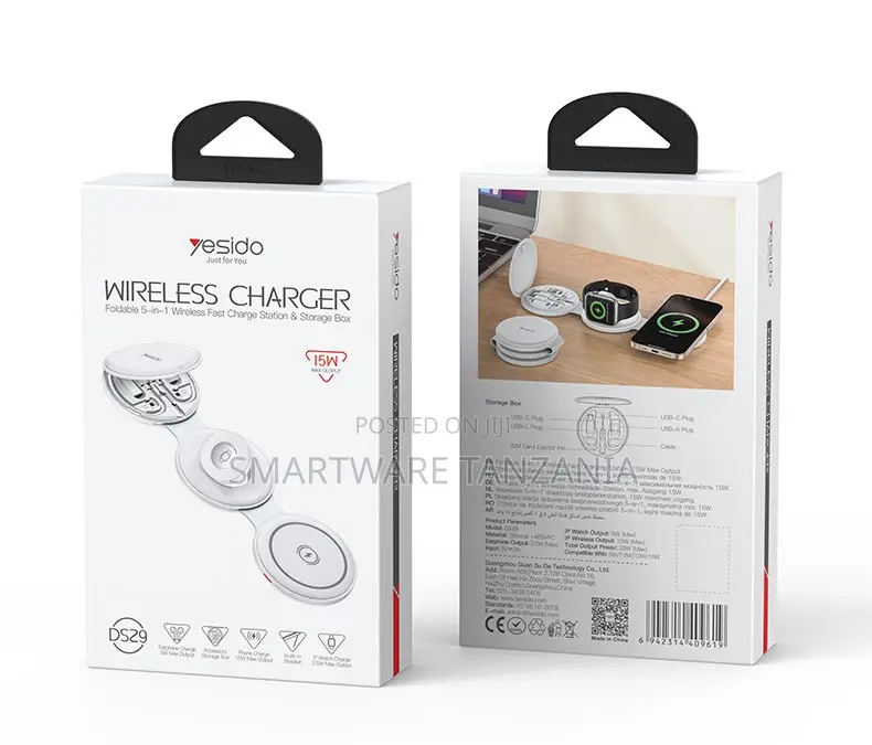 Yesido DS29 Wireless Charger, 5-in-1 Fast Charging Station, 15W Output