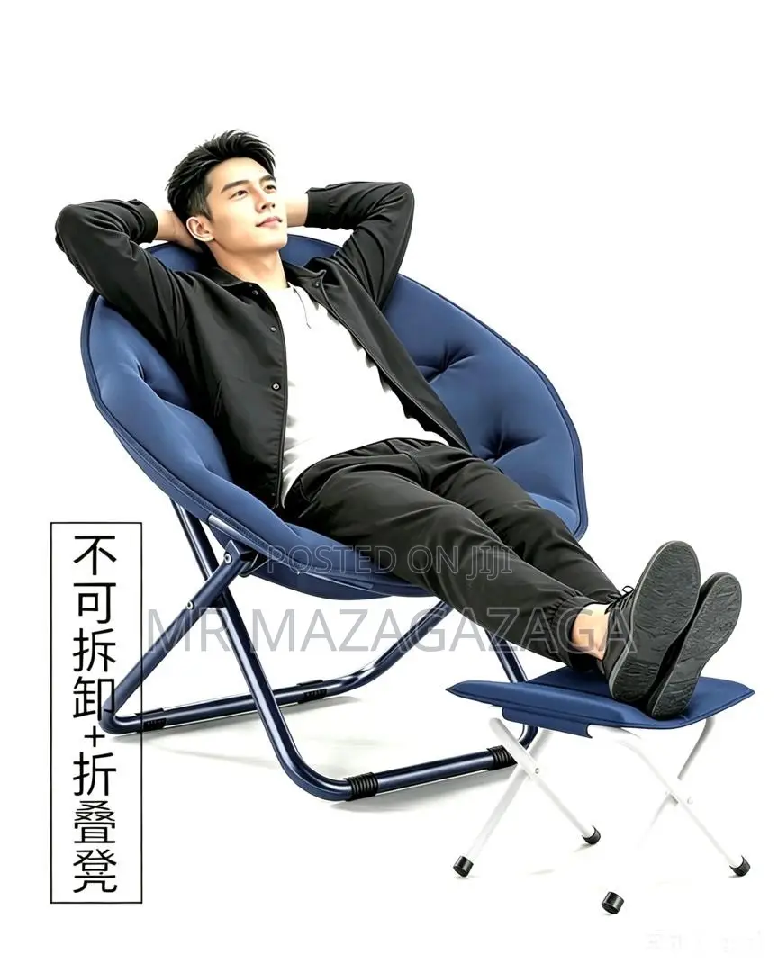 Foldable Recliner Lounge Chair and Stool