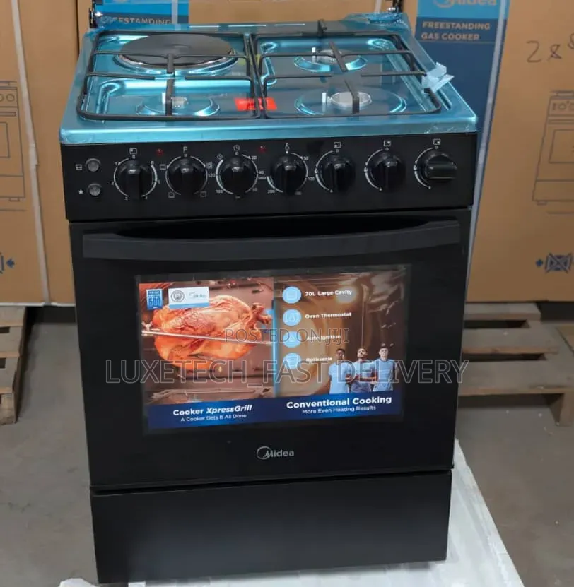 Midea Cooker 60×60cm 3 Gas Hobs 1 Electric Plate With Electric Oven
