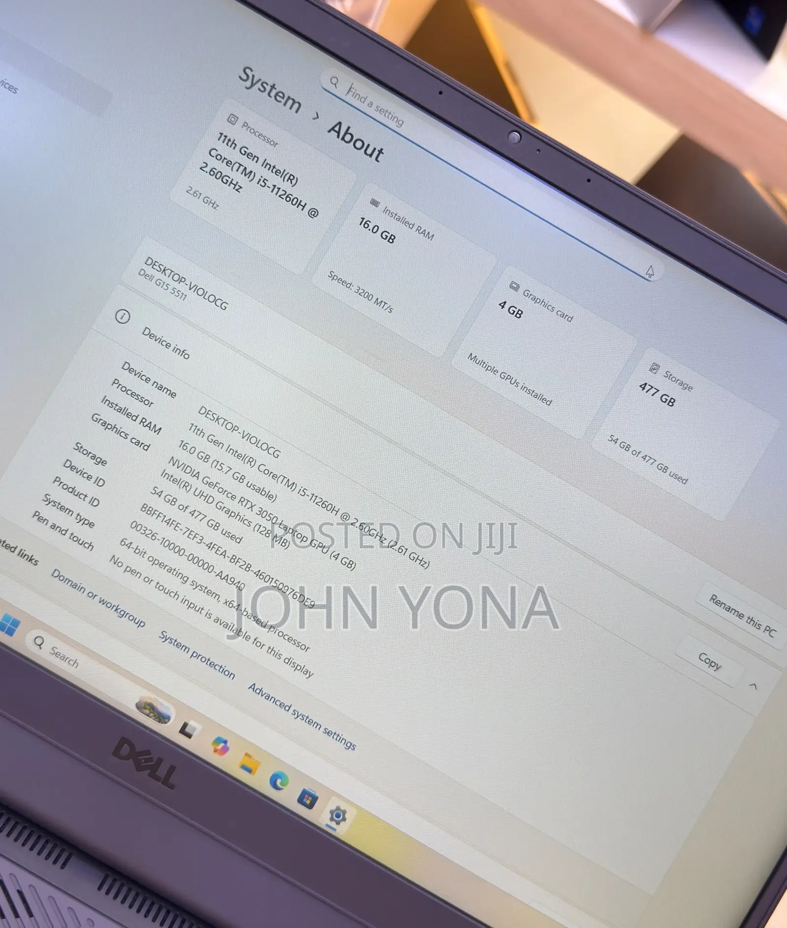 New Laptop Dell G15 5511 16GB Nvidia SSD 512GB