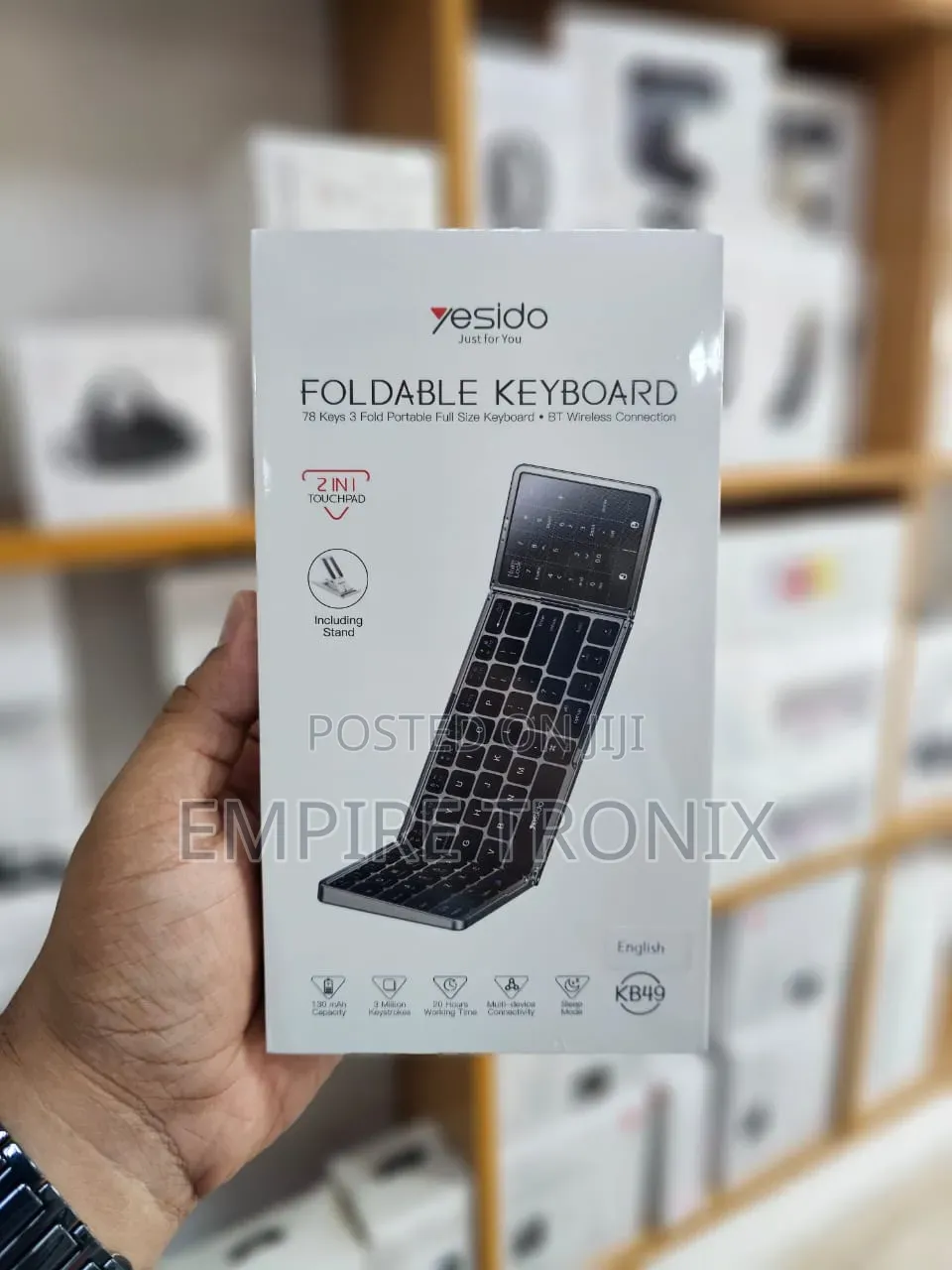 YESIDO KB49 Foldable Bluetooth Keyboard 78 Keys Touchpad Numeric