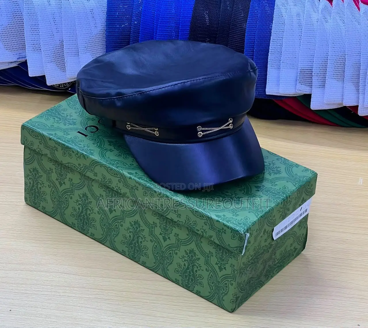 Beret Caps Leather Embellished Band Cross the Front