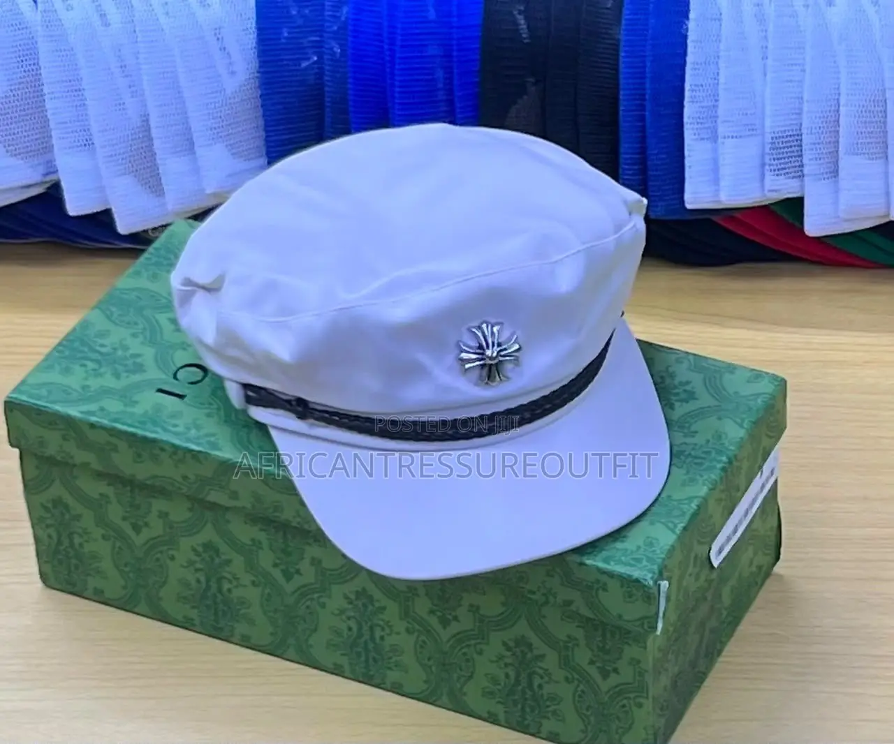 Beret Caps Leather Embellished Band Cross the Front