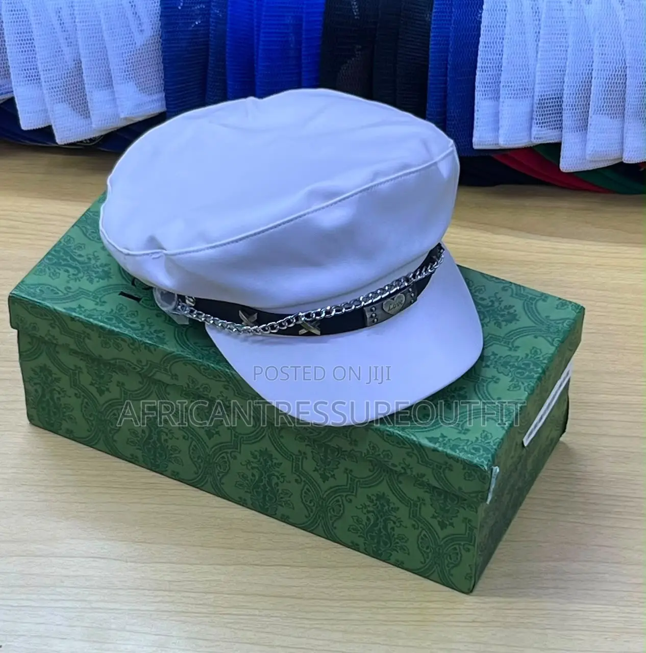 Beret Caps Leather Embellished Band Cross the Front