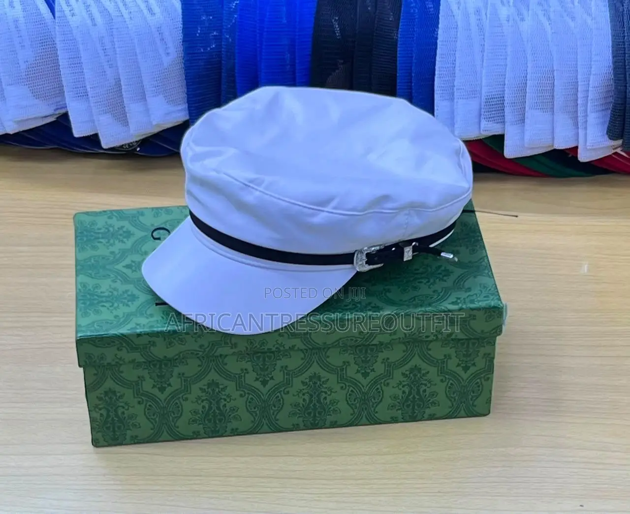Beret Caps Leather Embellished Band Cross the Front