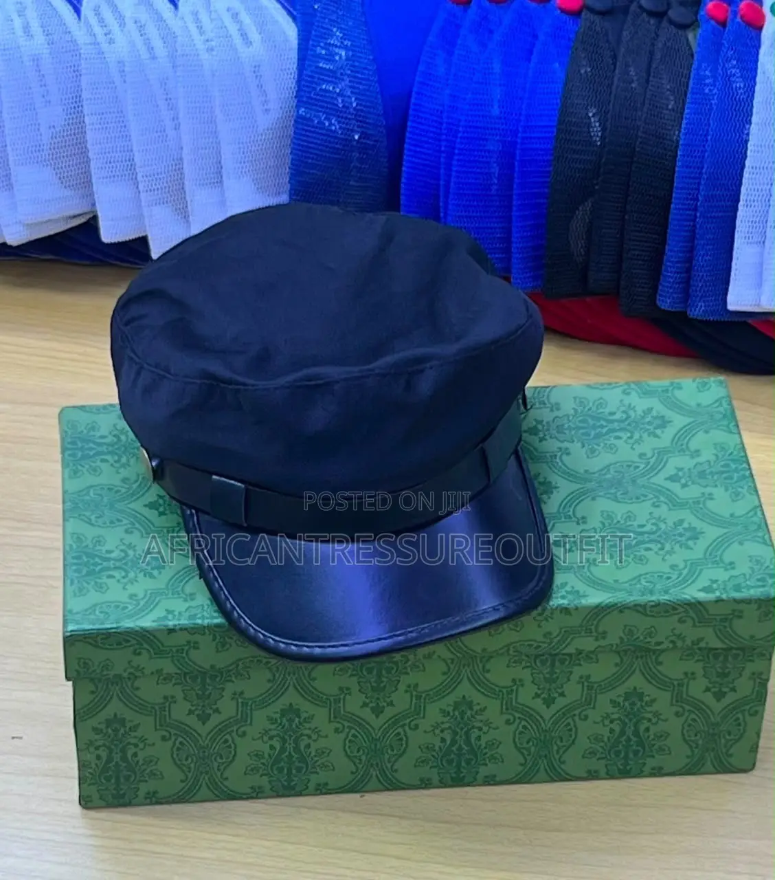 Beret Caps Leather Embellished Band Cross the Front