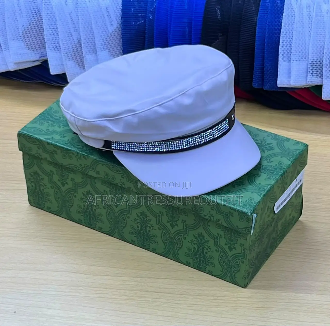Beret Caps Leather Embellished Band Cross the Front