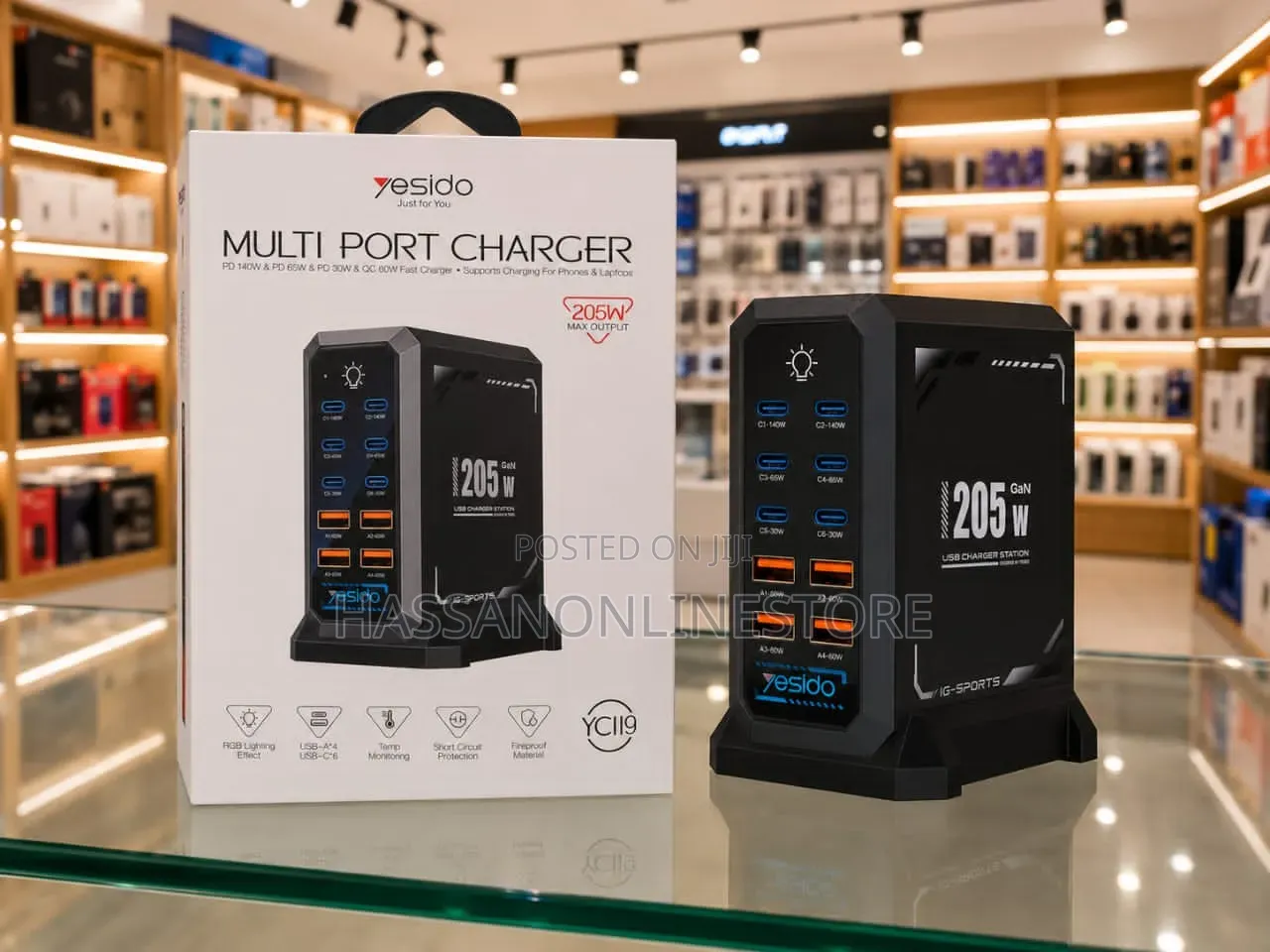 Yesido YC119 10-Port Desktop Charger 205W GaN Fast Charging Station