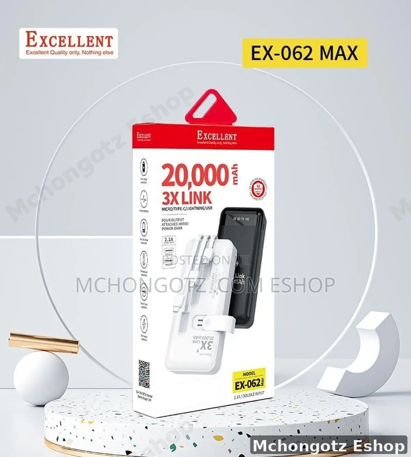 Excellent 20000mAh Power Bank Wireless Fast Charging 3 Ports