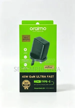 Oraimo 45w Gan Type-C Charger:
45w Ultra