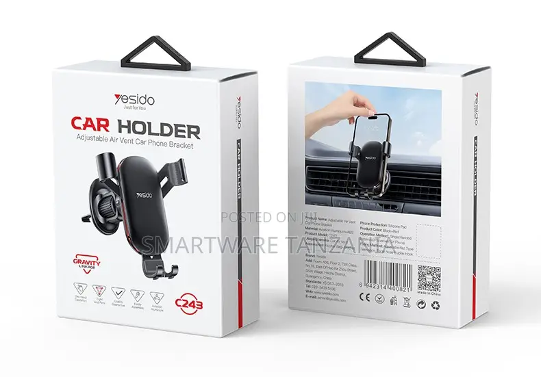 Yesido Adjustable Air Vent Car Phone Holder Bracket, Gravity Design