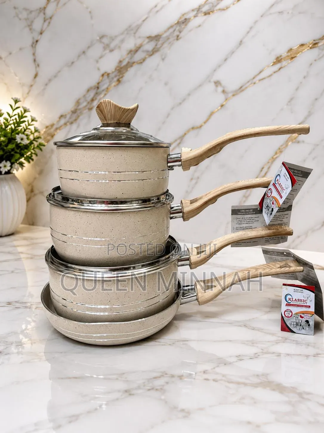 Modern Granite-Effect Cookware Set
