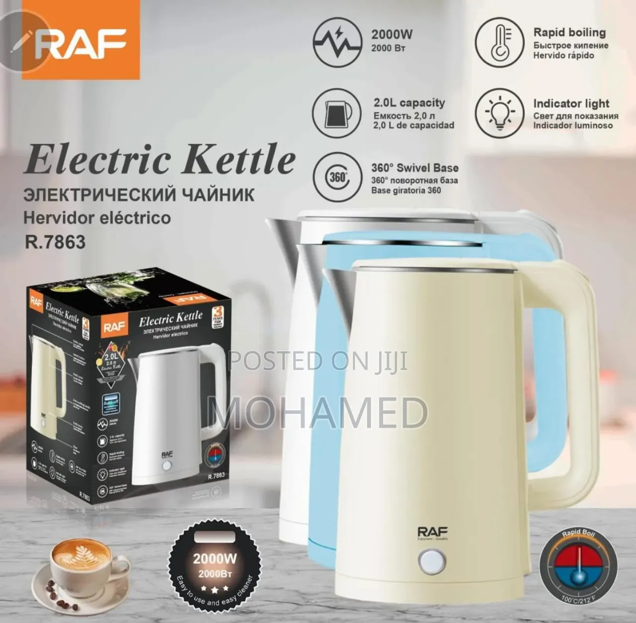 Raf Electric Kettle – 2.0l 