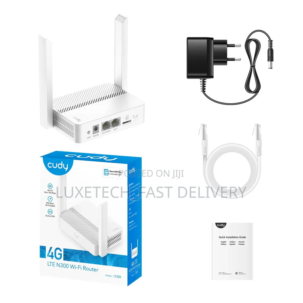 Cudy LT300 4G LTE Router N300 – SIM Card WiFi Router, 2 Ethernet Ports