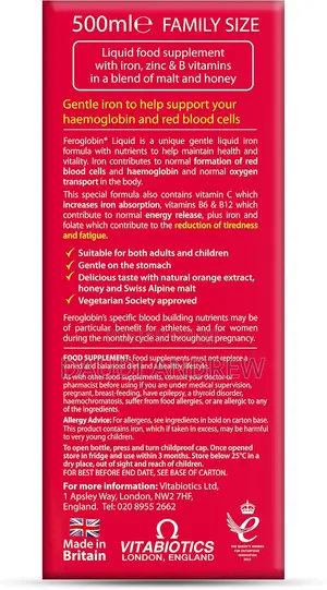 Feroglobin Gentle Iron and Nutrient Liquid, Reduce Tiredness Fatigue