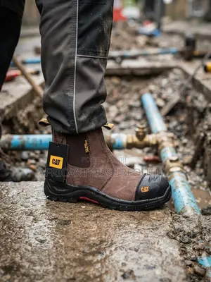 Cat Steel Toe Leather Slip-on Safety Boots Available