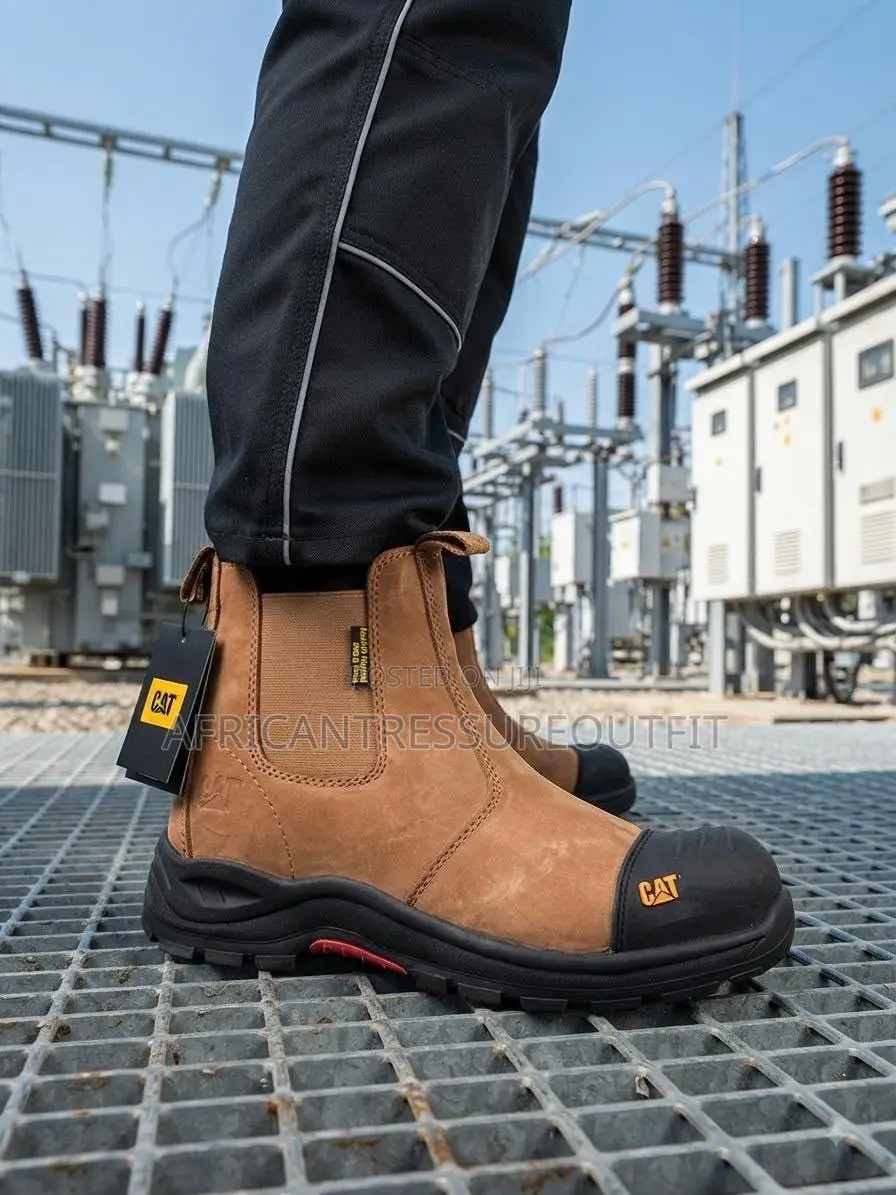 Cat Steel Toe Leather Slip-on Safety Boots Available