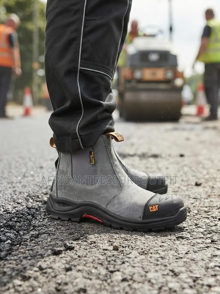 Cat Steel Toe Leather Slip-on Safety Boots Available