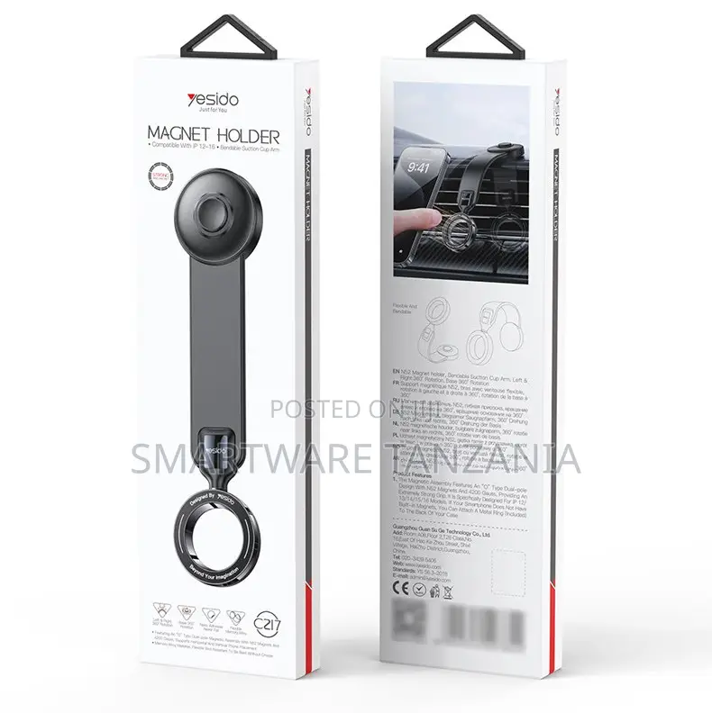 Yesido Magnetic Phone Holder With Suction Cup Arm for Cars, Adjustable