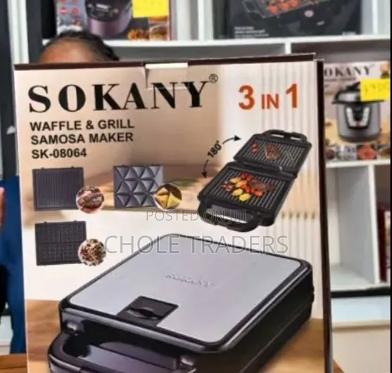 Sokany 3 in 1 Multifunctional Waffle,Grill Samosa Maker (Sk-08064)