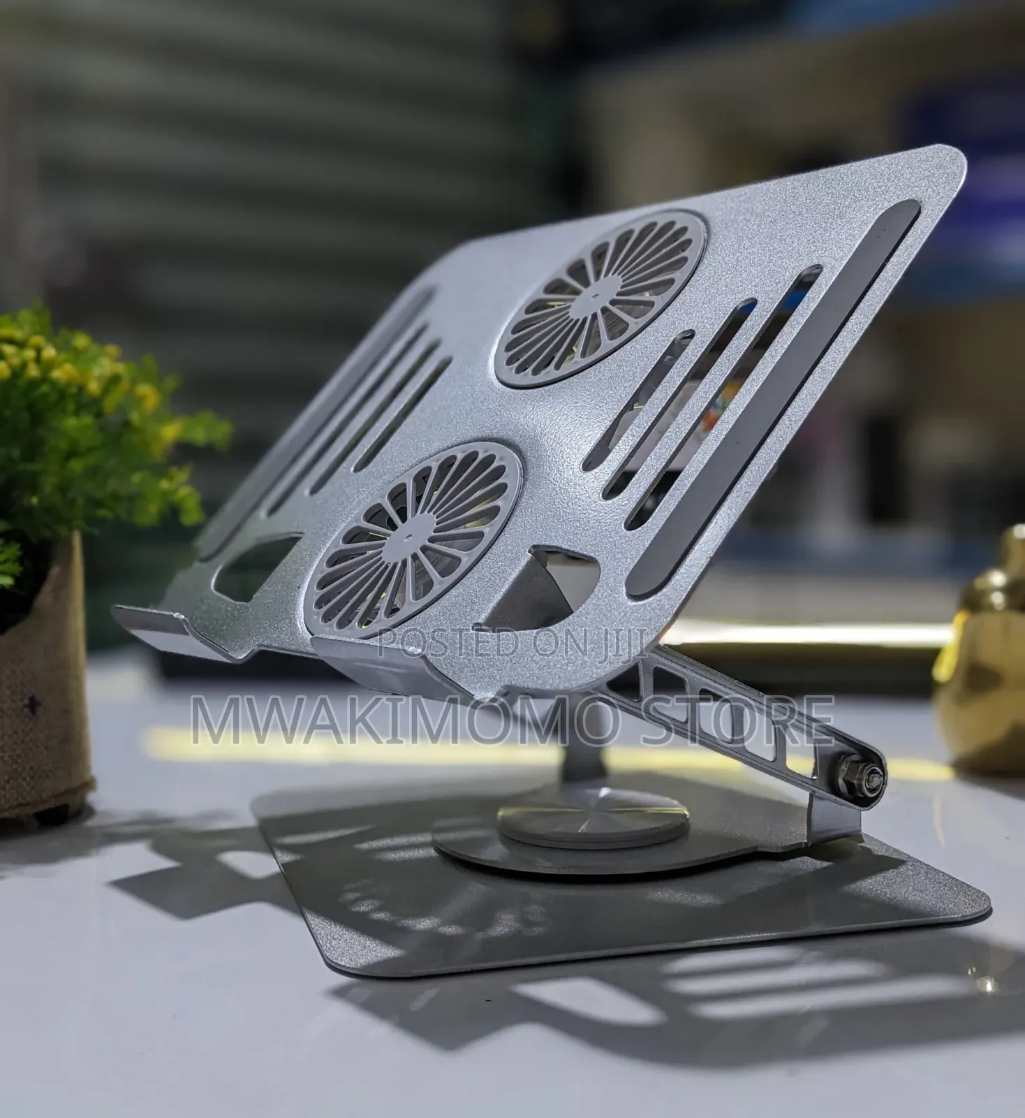 Ergonomic 360° Rotating Aluminum Laptop Stand With Active Cooling Fans