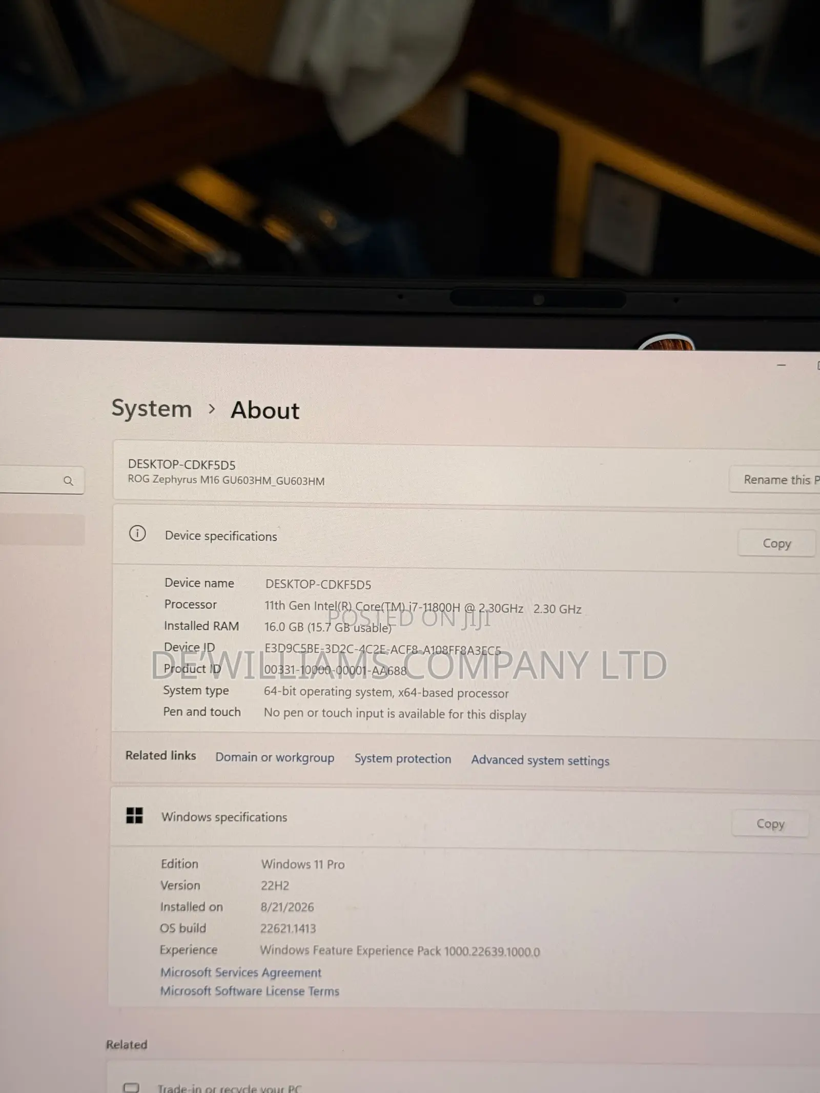 Laptop Asus ROG Zephyrus M16 16GB Intel Core i7 SSD 512GB