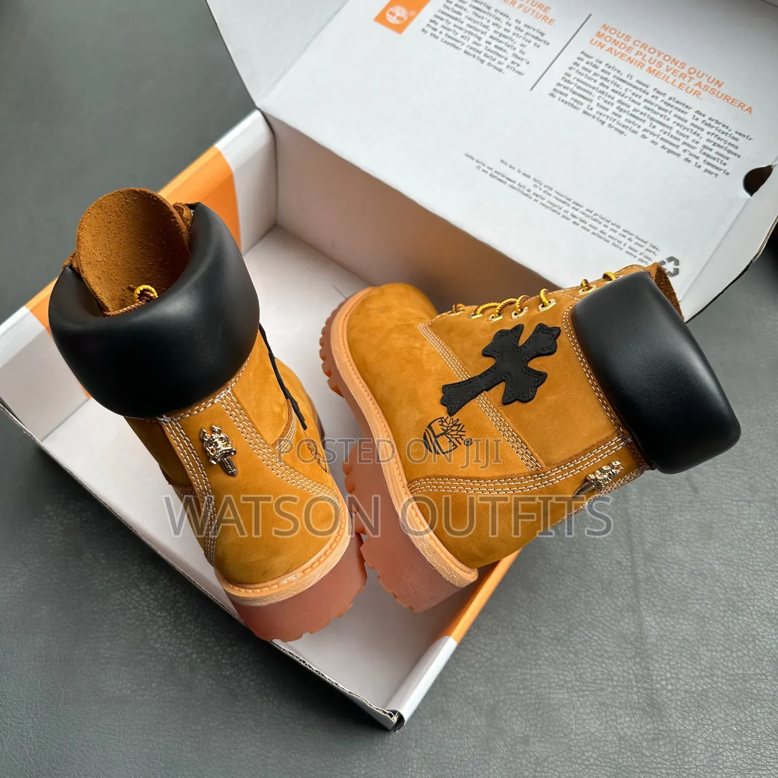 3 Designs Timberland Chrome Heart Brand Men's Leather Boots