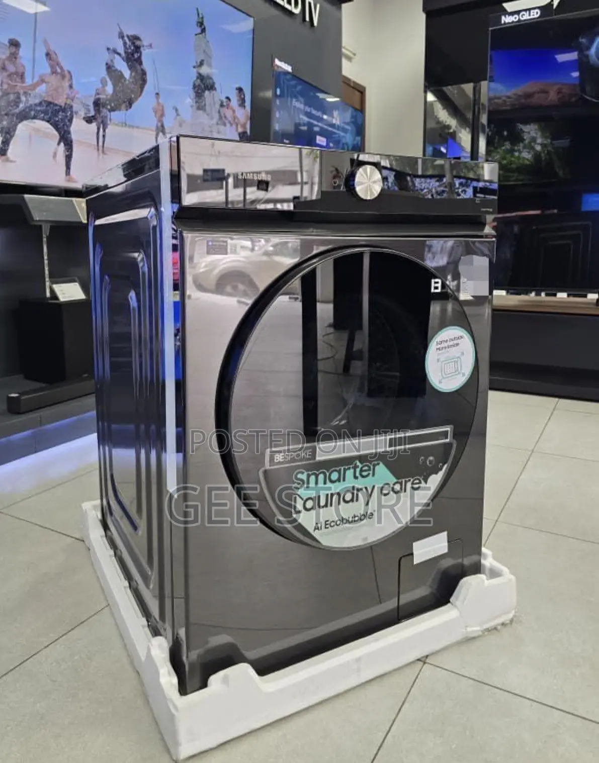 Black Samsung Front Load Washer and Dryer AI EcoBubble Wi-Fi 11/6kg