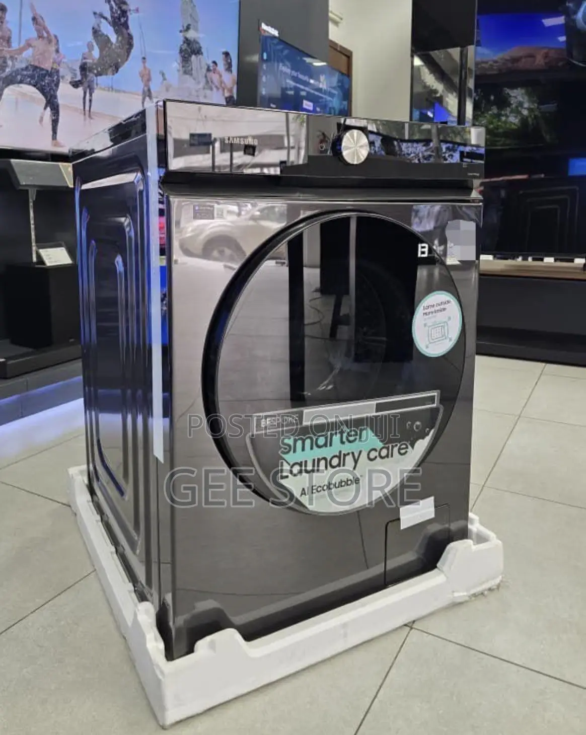 Black Samsung Front Load Washer and Dryer AI EcoBubble Wi-Fi 11/6kg