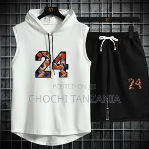Men's Hooded Sleeveless Sport Wear,set.