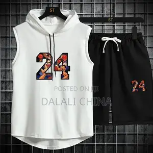 Men's Hooded Sleeveless Sport Wear,set.