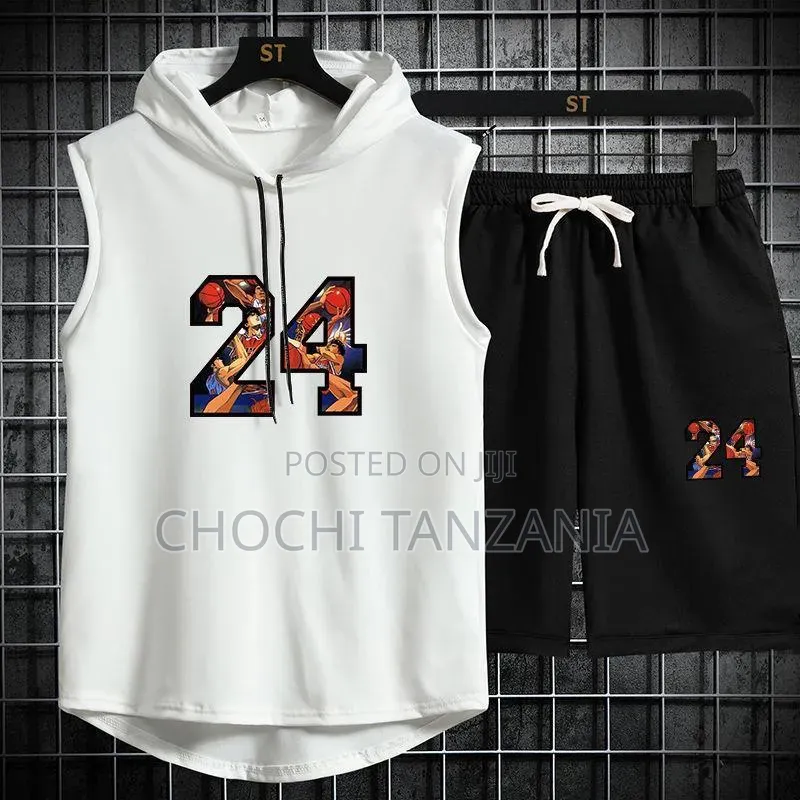 Men's Hooded Sleeveless Sport Wear,set.