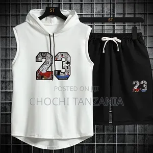 Men's Hooded Sleeveless Sport Wear,set.