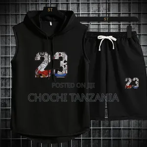 Men's Hooded Sleeveless Sport Wear,set.