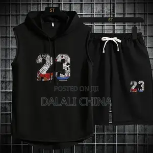 Men's Hooded Sleeveless Sport Wear,set.