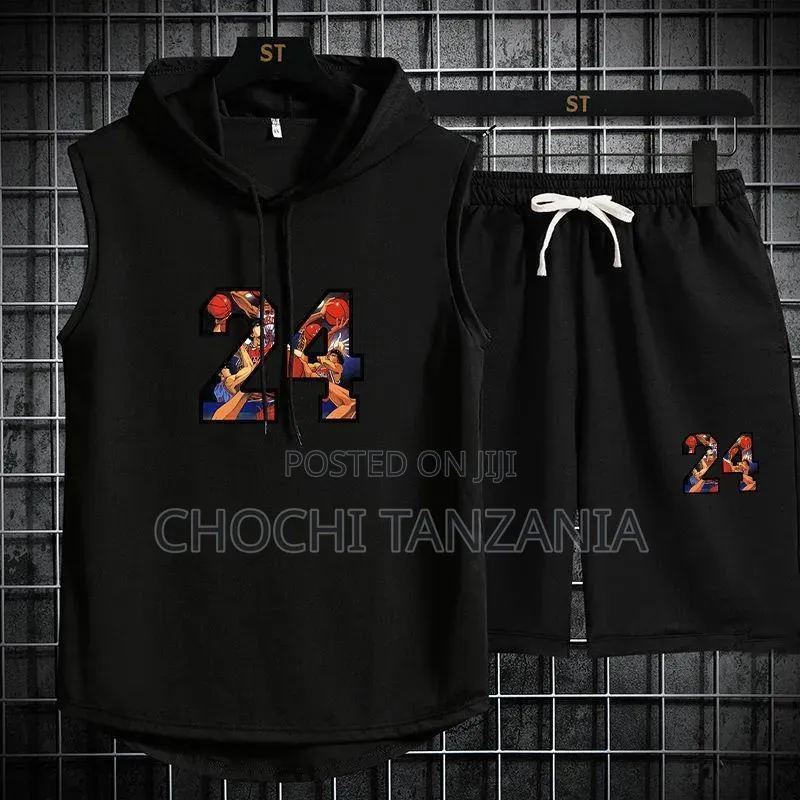 Men's Hooded Sleeveless Sport Wear,set.