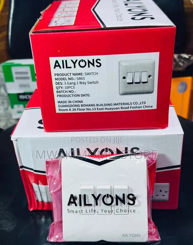 Ailyons 3 Gang 1 Way Switch (Model S863)