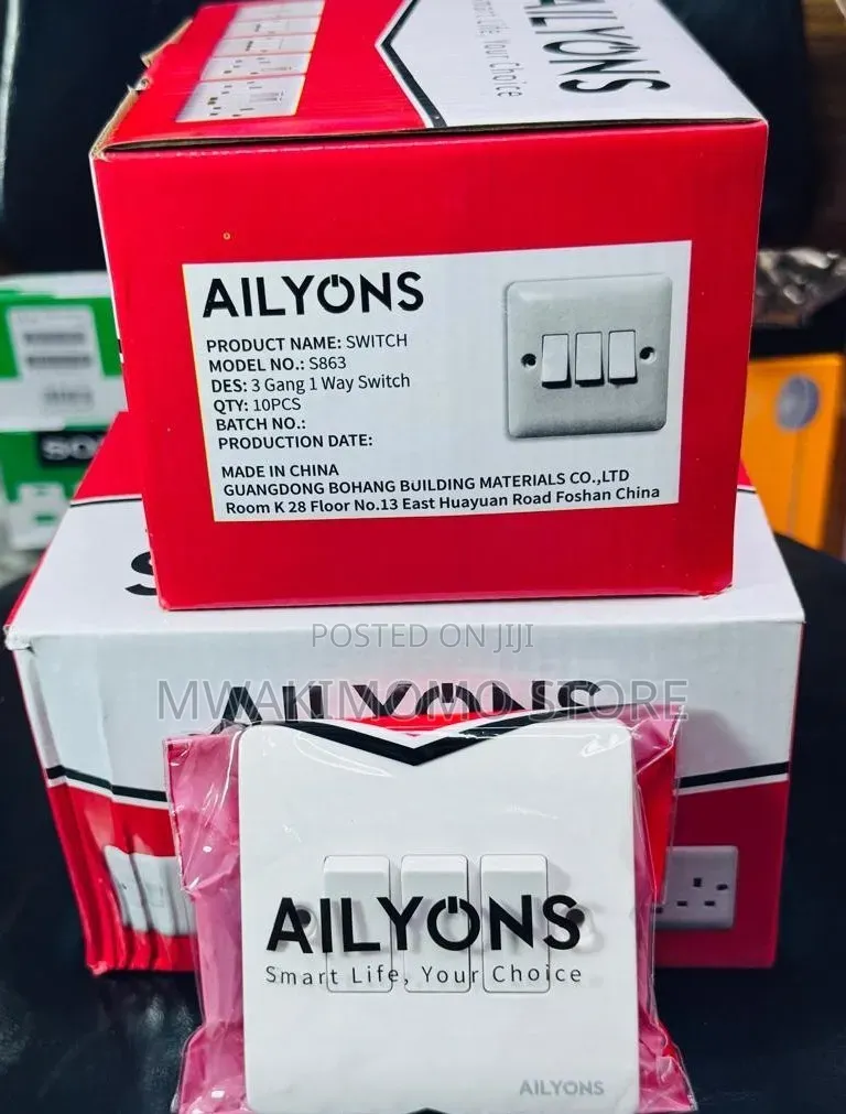 Ailyons 3 Gang 1 Way Switch (Model S863)
