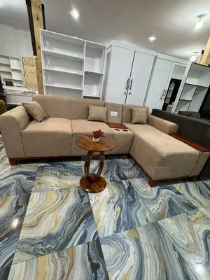 Sofa L Shape Charger System Color Brown