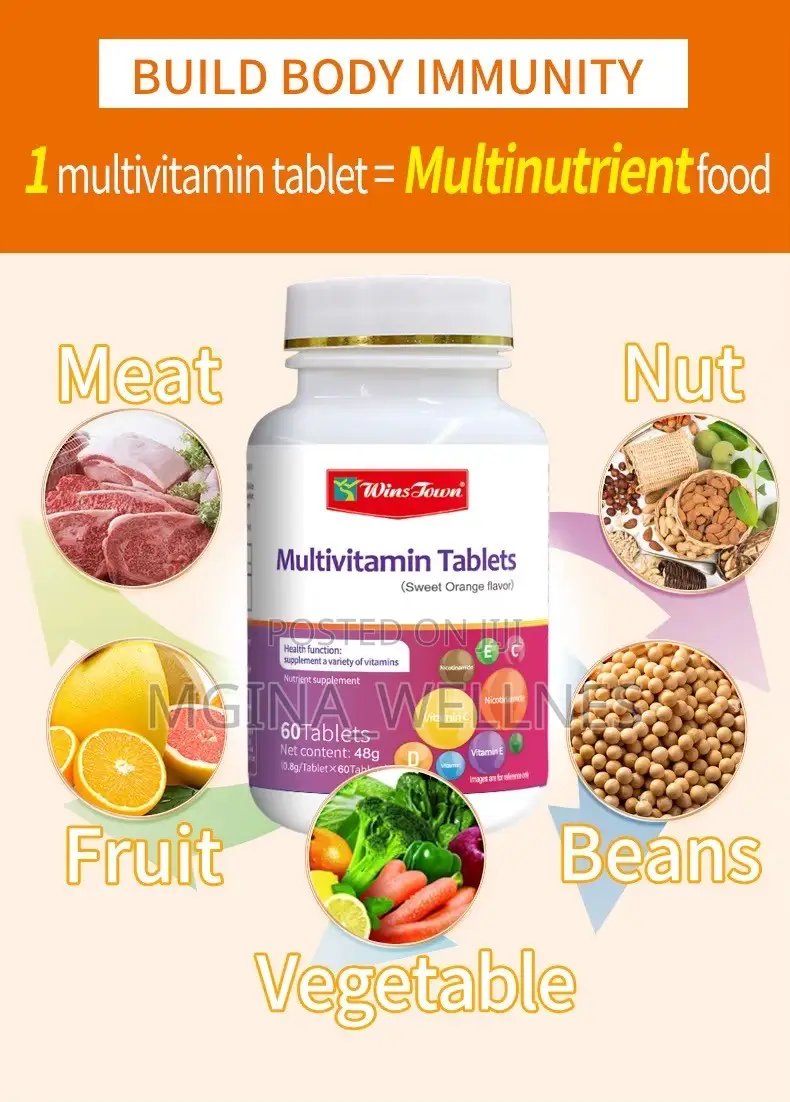 Multivitamin Tablets (Sweet Orange Flavor) – 60 Tablets