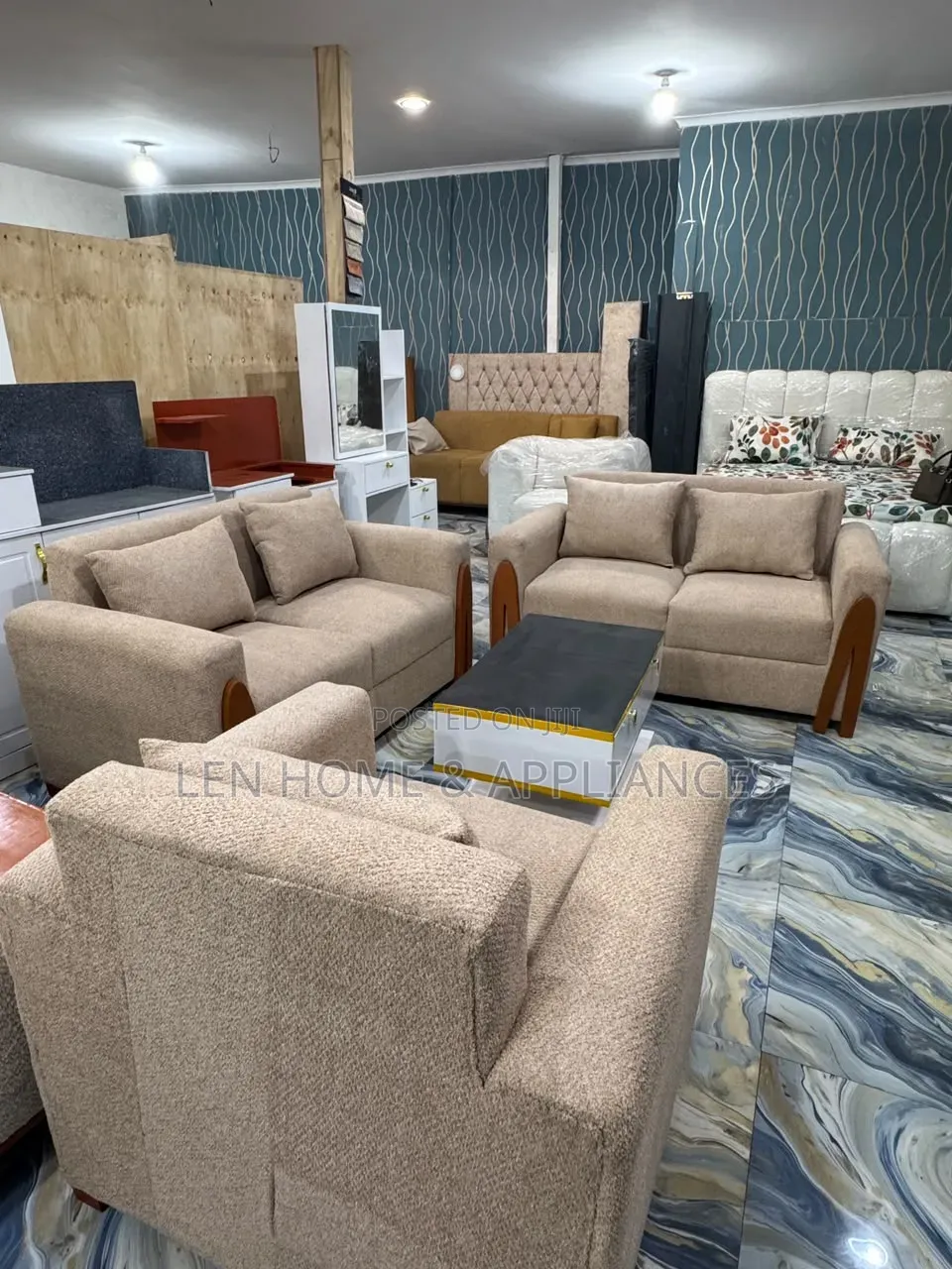 Sofa Set 2:2:1 Rangi Ya Kaki Quality Kabisa