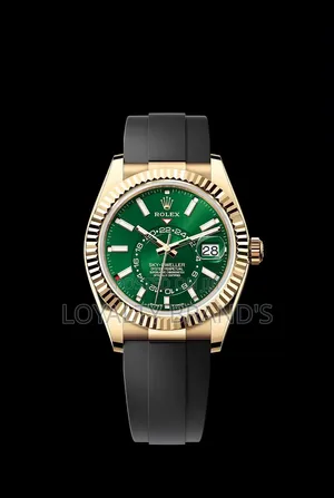 Rolex 
Sky-Dweller 
Yellow Gold on Oysterflex
Green Dial