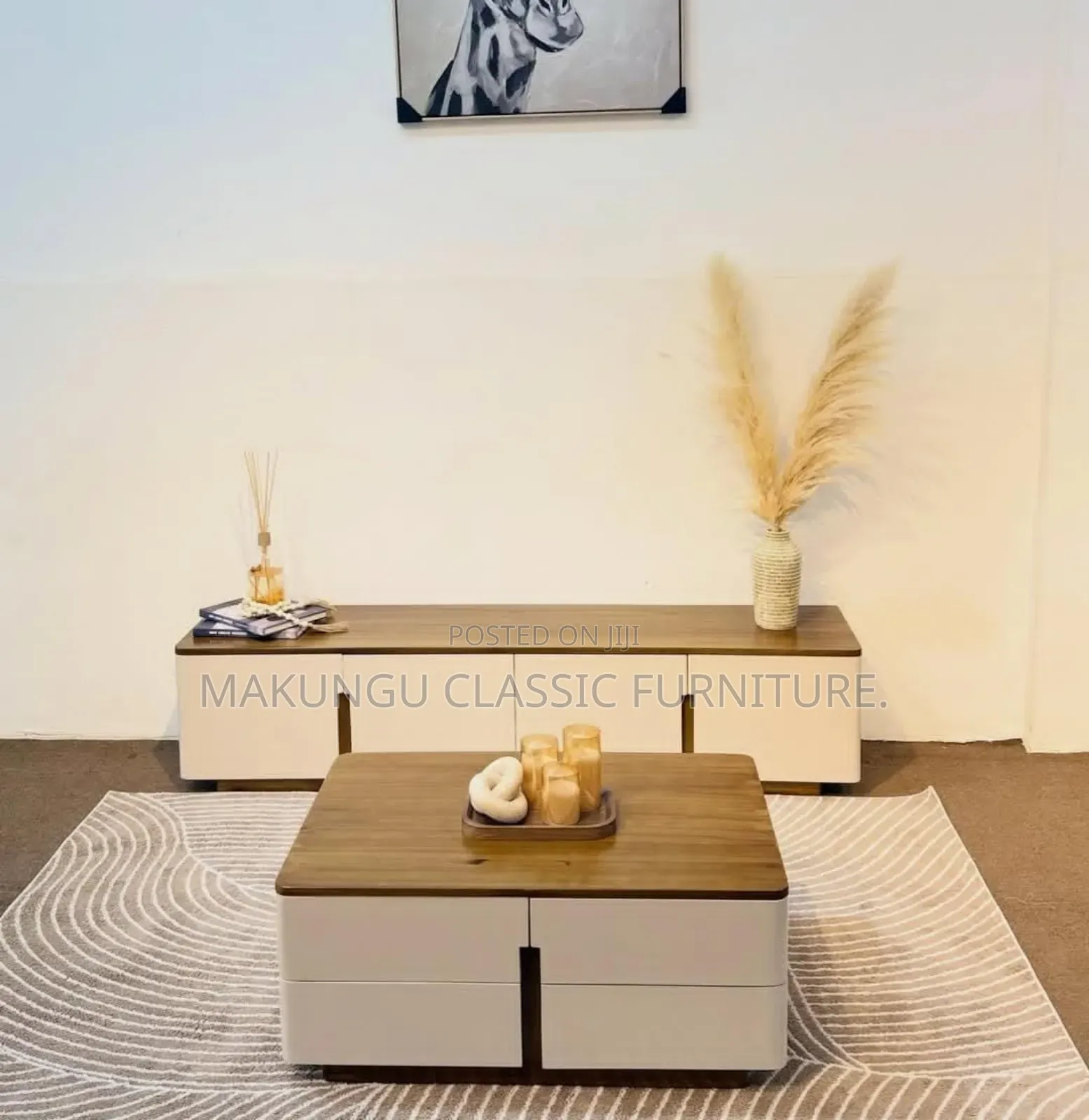 Showcase Na Coffee Table Sets Ya Kisasa Rangi Offcream